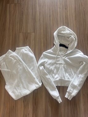 bp White Hoodie Jumpsuit Set